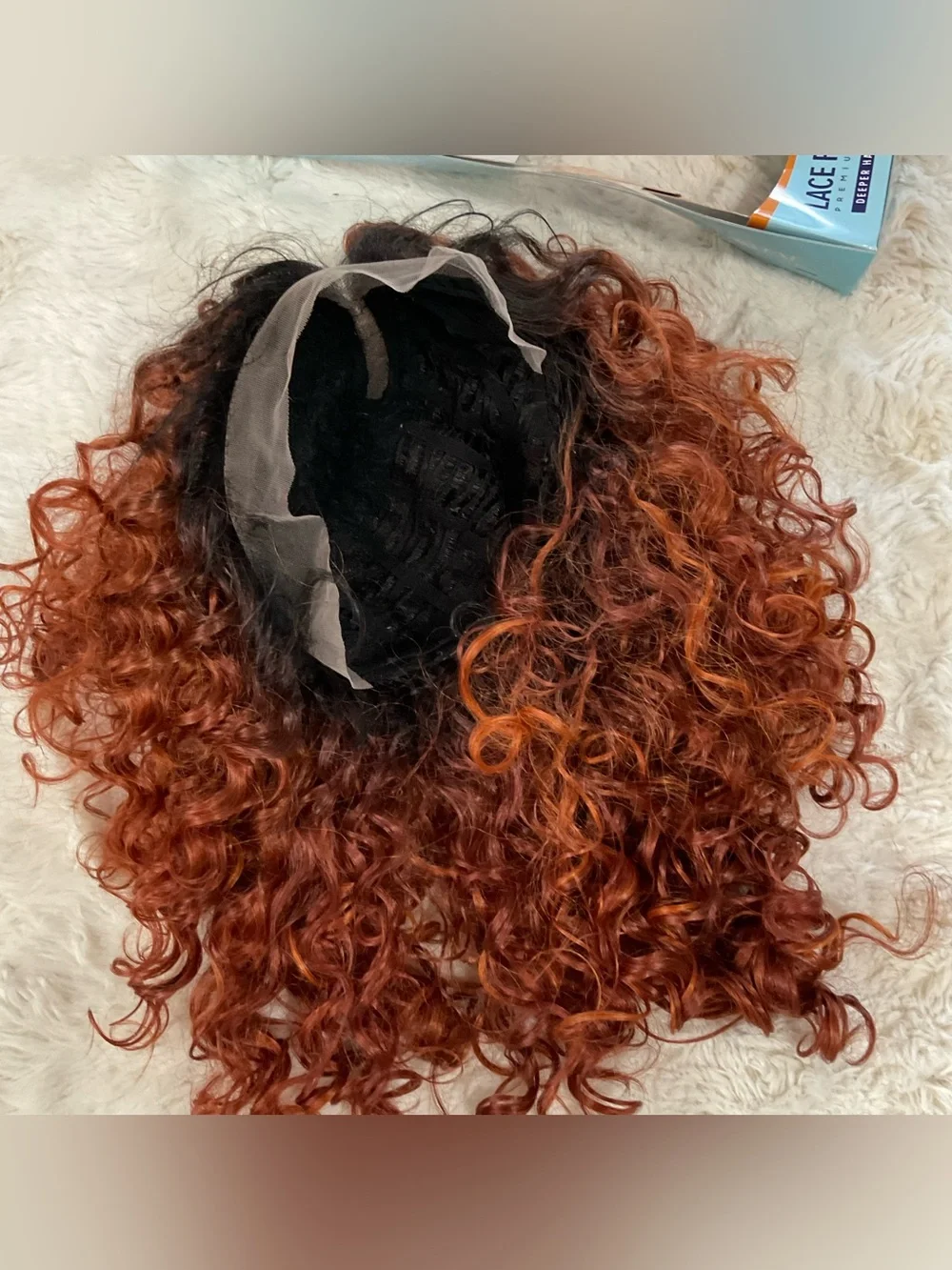 NWT Outre Lace Front Deluxe Wig, curly style Cassian, Orange Copper color